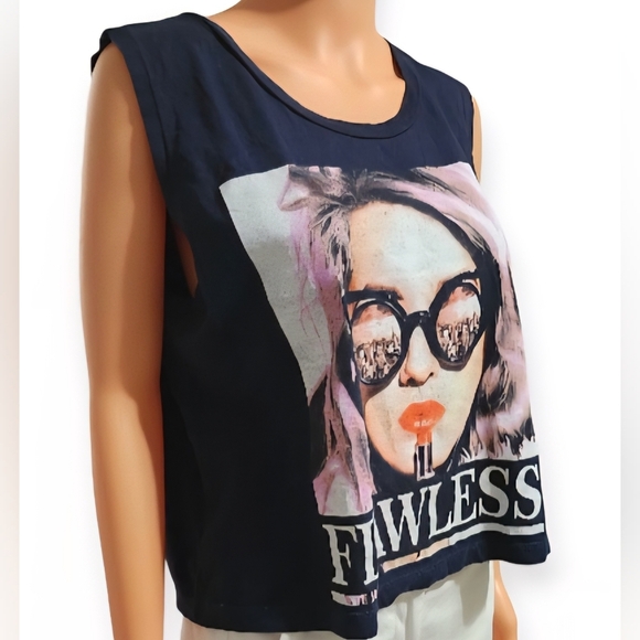 On Fire Black Graphic Crop Tank Top - Picture 4 of 4